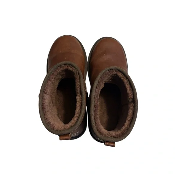 L.L. Bean Brown Shearling-Lined Ankle Boots Size 10 Brown Leather Cozy Warm - Picture 8 of 11